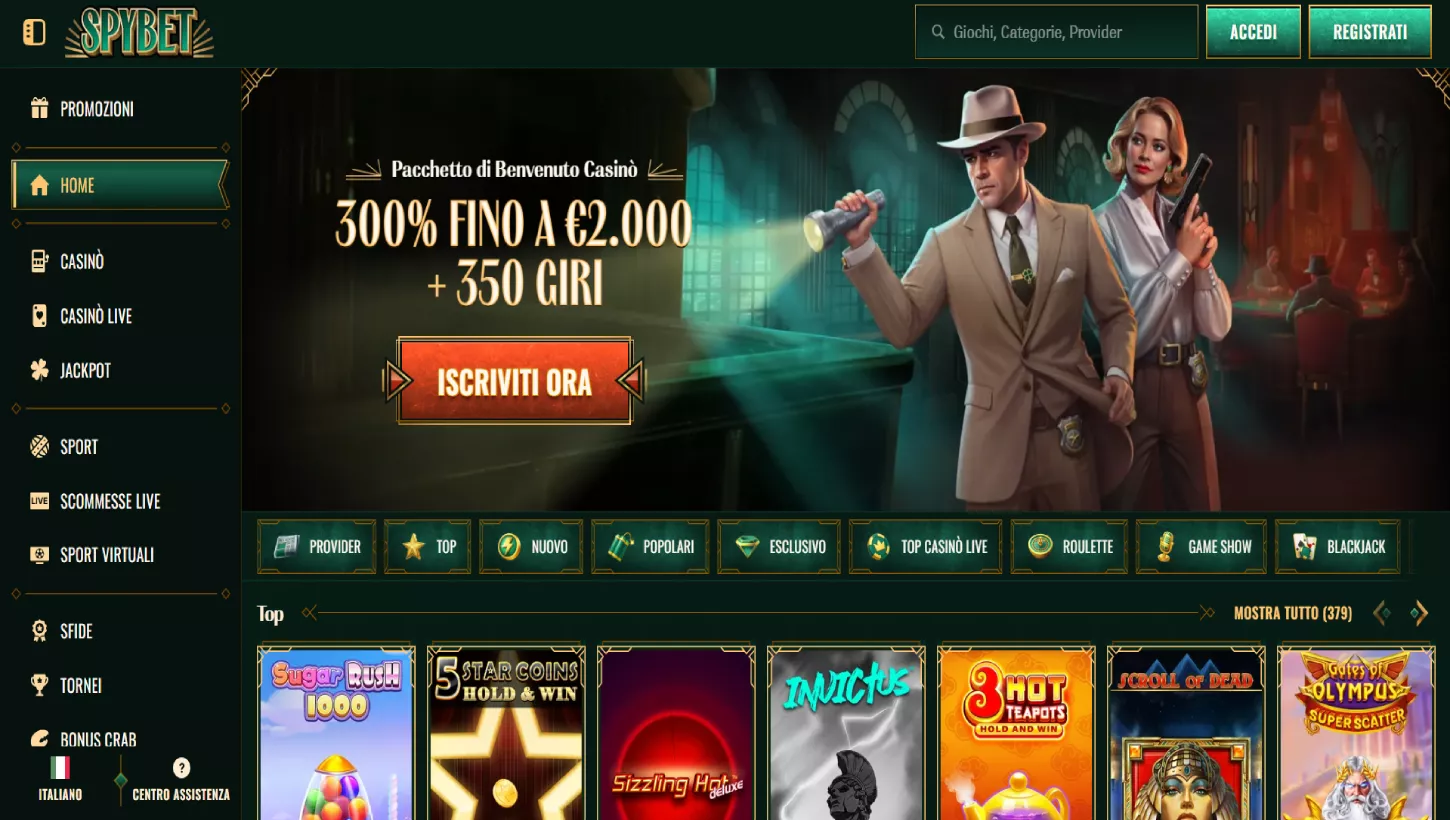 Pagina principale del Spybet Casino